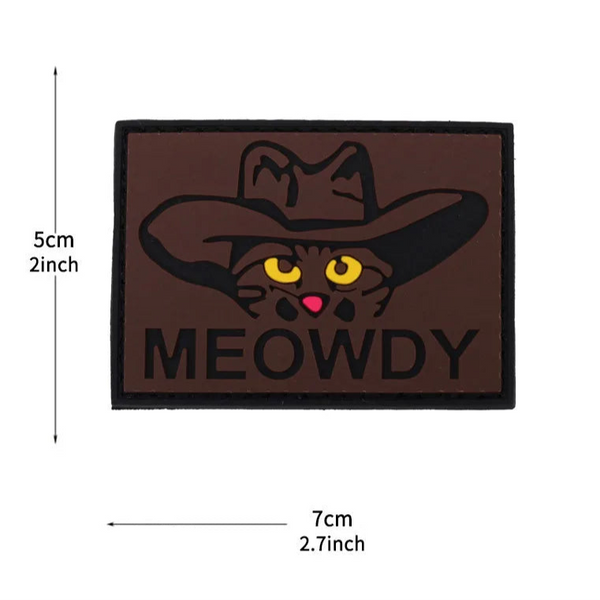 Cowboy Cat 'Meowdy' PVC Rubber Velcro Patch