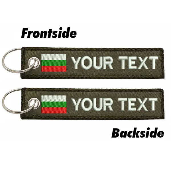 Personalized Keychain 'Bulgaria Flag' Embroidered Velcro Patch