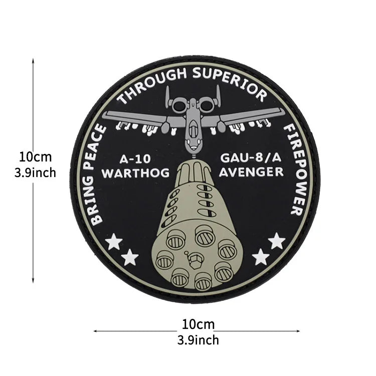 A-10 Warthog 'Bring Peace Through Superior Firepower | GAU-8/A Avenger' PVC Rubber Velcro Patch