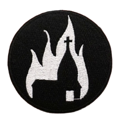 Church Burning 'Round' Embroidered Velcro Patch