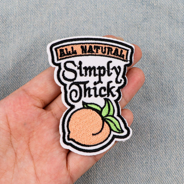 Peach ‘All Natural Simply Thick’ Embroidered Patch