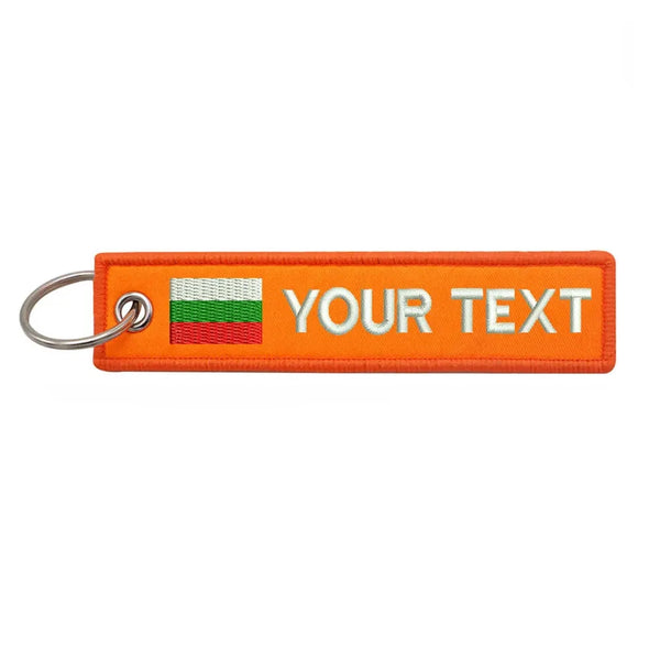 Personalized Keychain 'Bulgaria Flag' Embroidered Velcro Patch