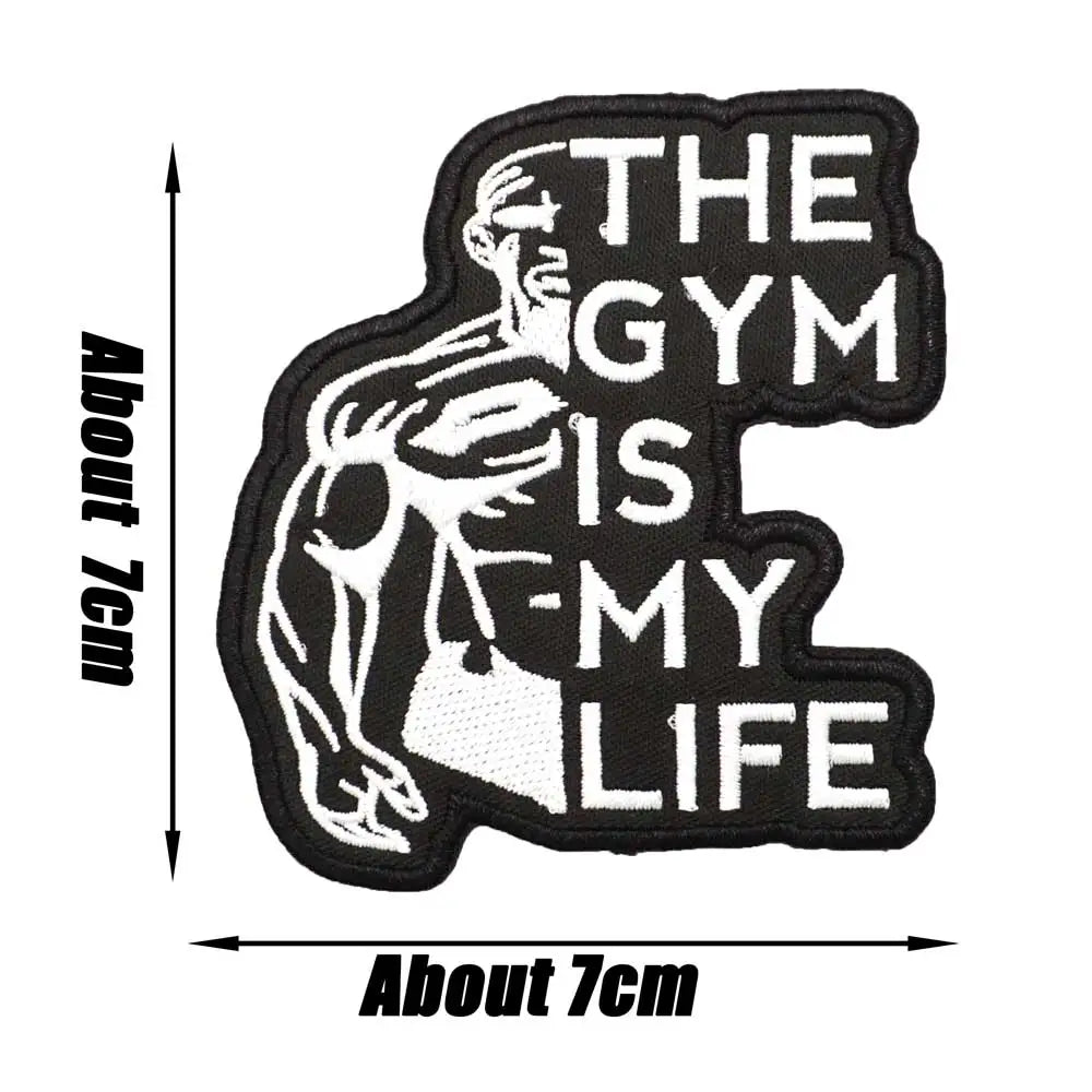 Fitness 'The Gym Is My Life' Embroidered Velcro Patch