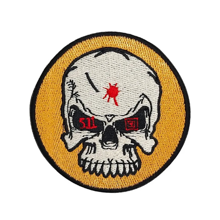 Skull Head 'Round' Embroidered Velcro Patch