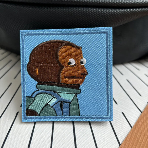 Monkey 'Awkward Look | Square' Embroidered Velcro Patch