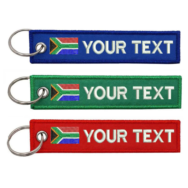 Personalized Keychain 'South Africa Flag' Embroidered Velcro Patch