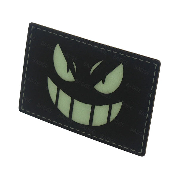 Evil Smiley Face 'Luminous' PVC Rubber Velcro Patch