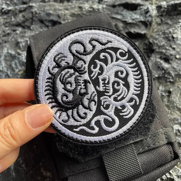 Dragon 'Yin and Yang' Embroidered Velcro Patch