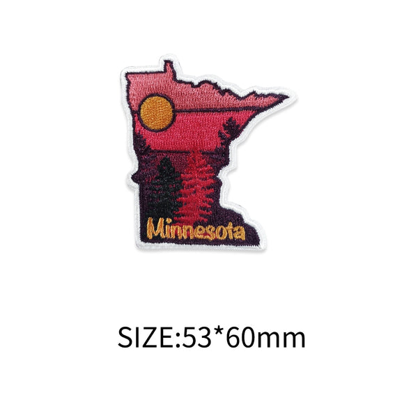 Minnesota Map 'Sunset | Set of 10' Embroidered Patch