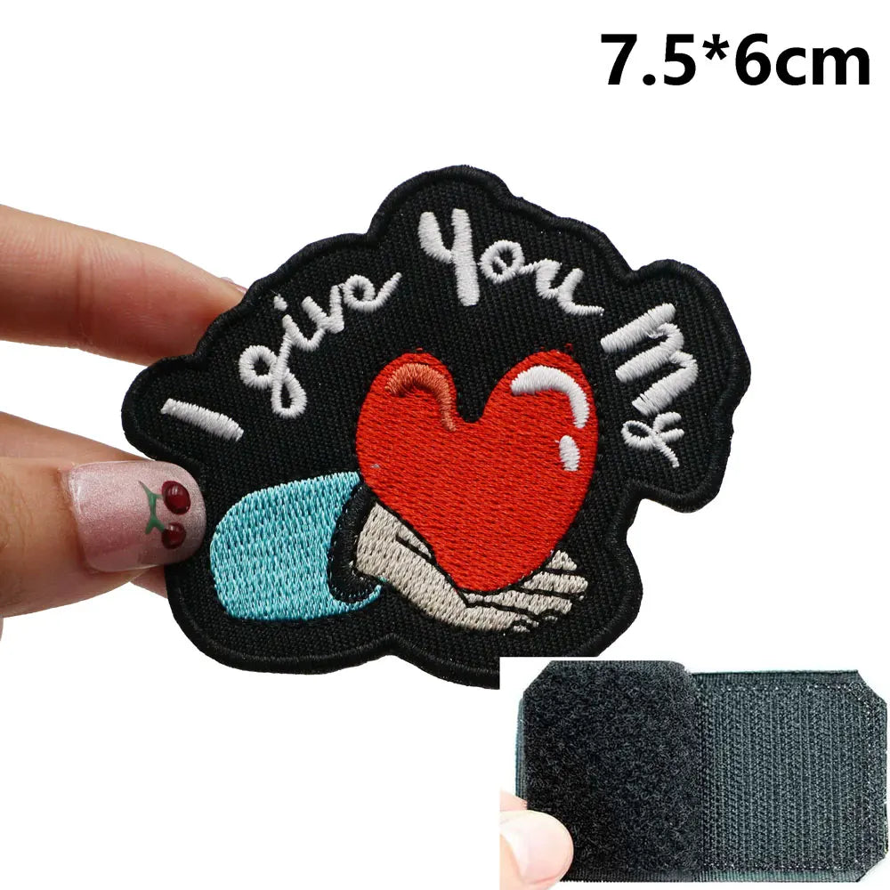 Cute 'I Give You My Heart' Embroidered Velcro Patch