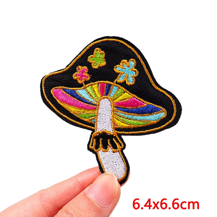 Colorful Mushroom 'Flowers' Embroidered Patch