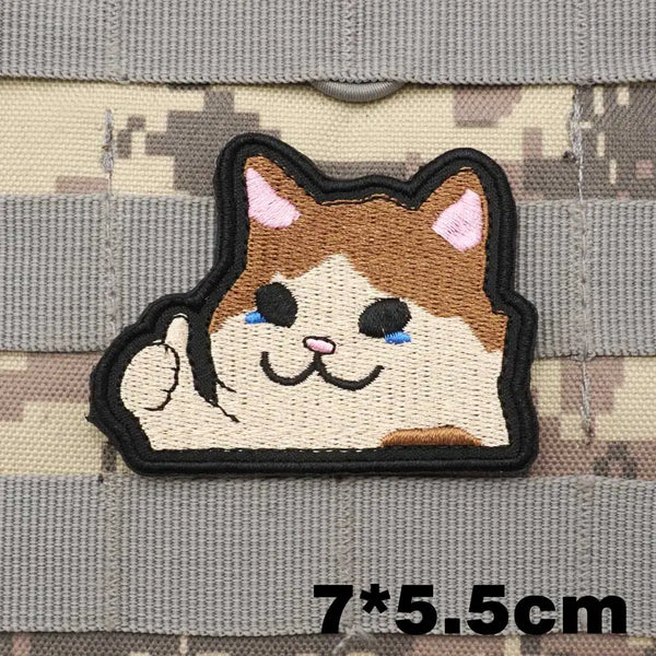 Cat 'Thumbs Up 1.0' Embroidered Velcro Patch