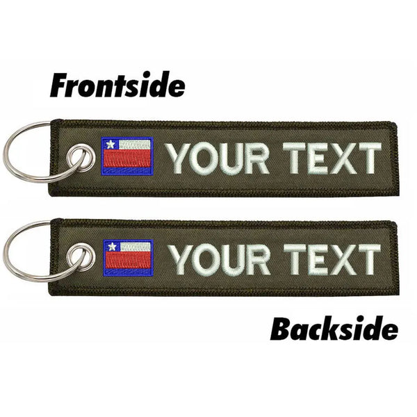 Personalized Keychain 'Chile Flag' Embroidered Velcro Patch