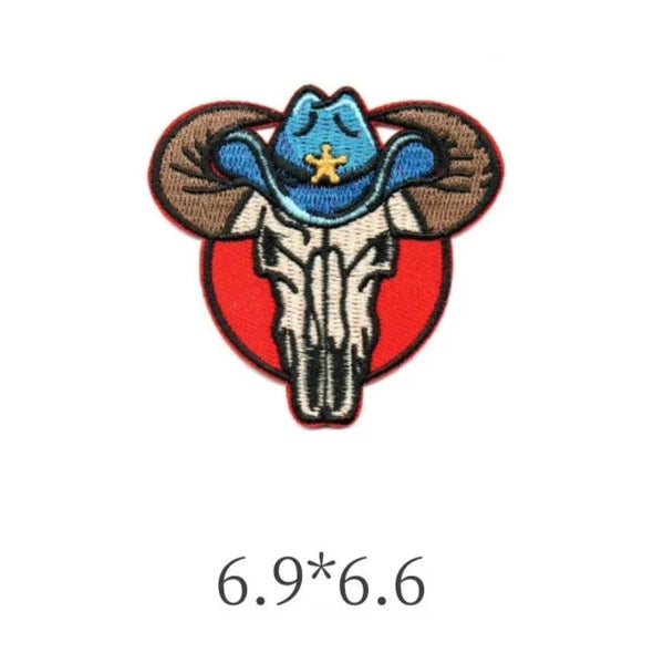 Bull Skull 'Texas Cowboy Hat' Embroidered Patch