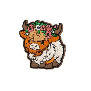 Cute Cow ‘Floral Crown’ Embroidered Patch