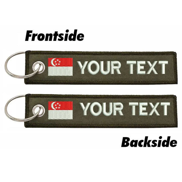 Personalized Keychain 'Singapore Flag' Embroidered Velcro Patch