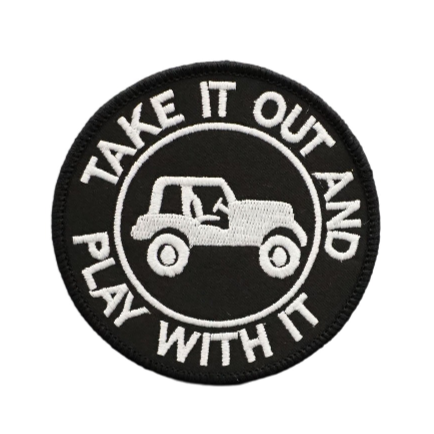Vehicles 'Take It Out and Play With It | Jeep Wrangler' Embroidered Velcro Patch