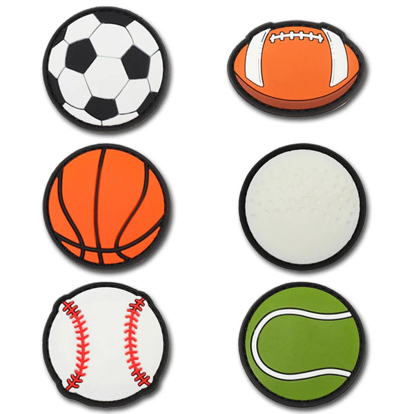 Sports Balls 'Set of 6' PVC Rubber Velcro Patch