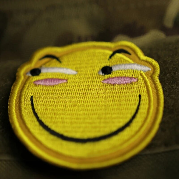 Funny Emoji 'Side Look' Embroidered Velcro Patch