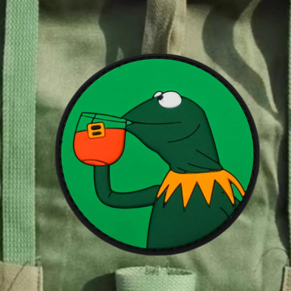 Kermit the Frog ‘Drinking Tea’ PVC Rubber Velcro Patch