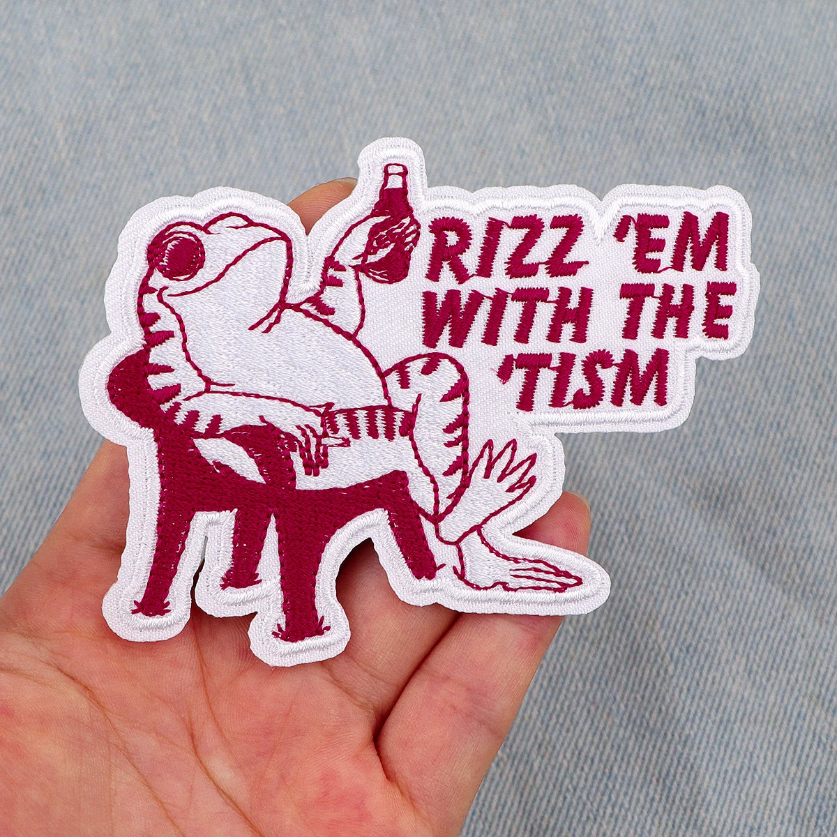 Frog Rizz Real Drunk Frog ‘Rizz 'em with the 'tism’ Embroidered Patch