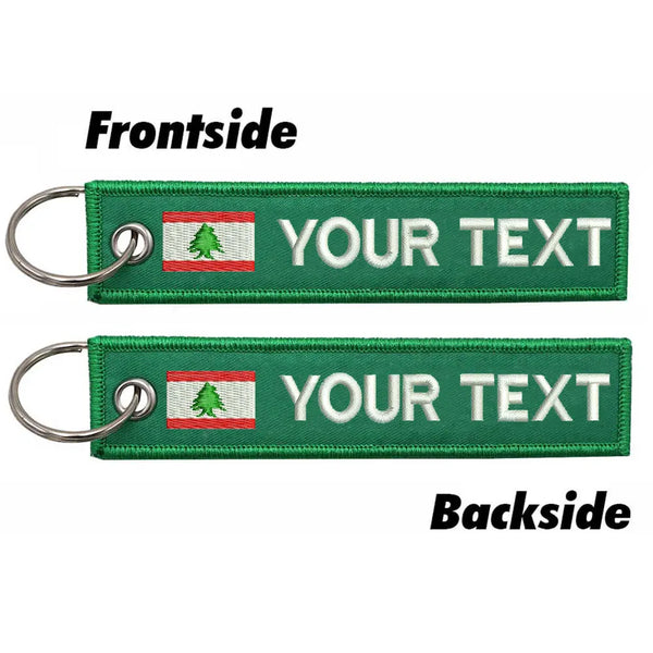 Personalized Keychain 'Lebanon Flag' Embroidered Velcro Patch