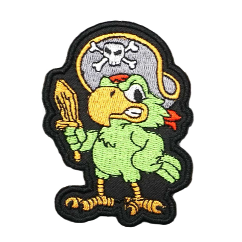 Pirate Parrot 'Holding Sword' Embroidered Velcro Patch