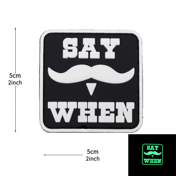 Doc Holliday Mustache 'Say When | Luminous' PVC Rubber Velcro Patch