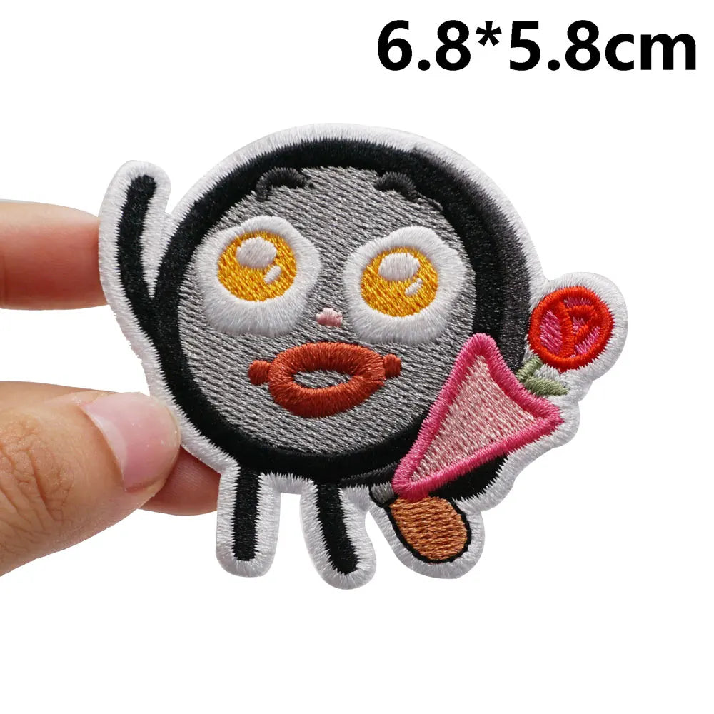 Cute Cake Man 'Holding Flower' Embroidered Patch