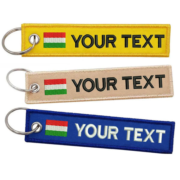 Personalized Keychain 'Hungary Flag' Embroidered Velcro Patch