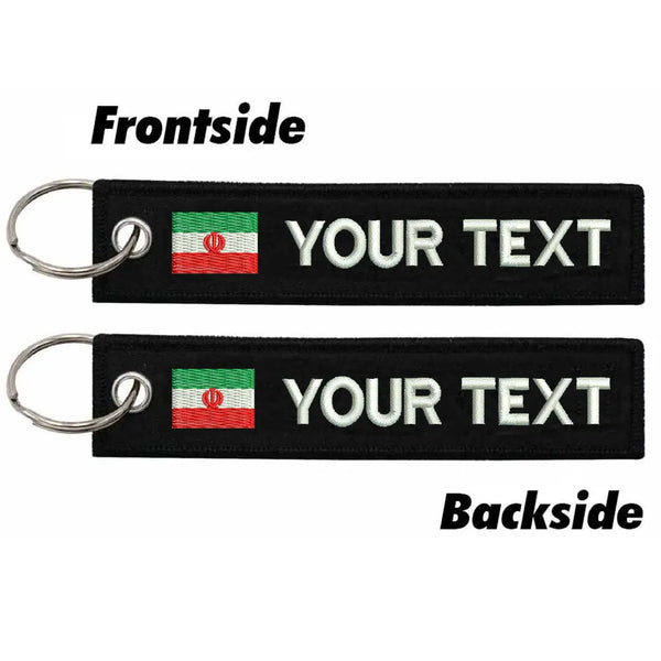 Personalized Keychain 'Iran Flag' Embroidered Velcro Patch