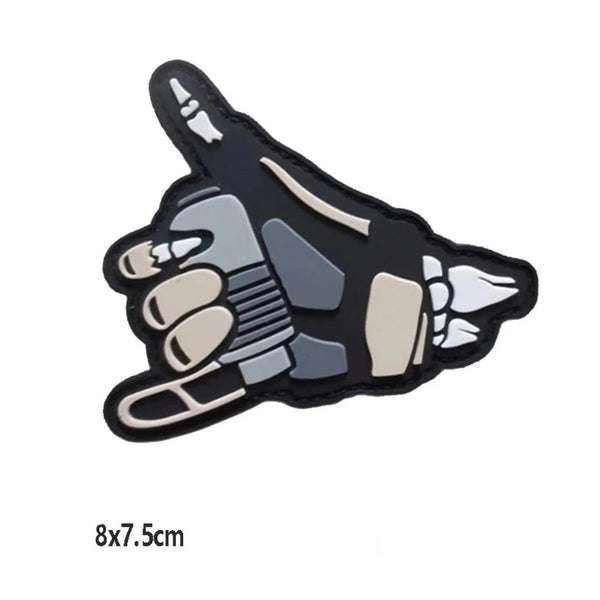 Skeleton Hand 'Hang Loose' PVC Rubber Velcro Patch