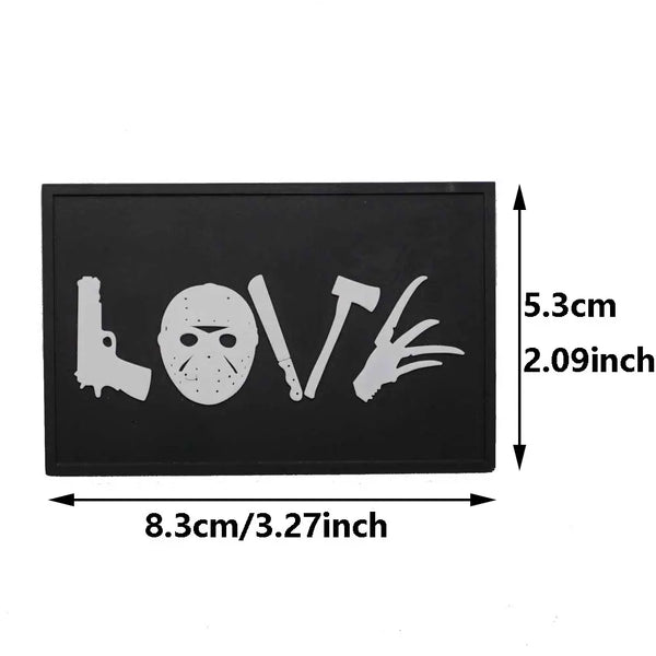 Horror 'LOVE Scary Weapons' PVC Rubber Velcro Patch