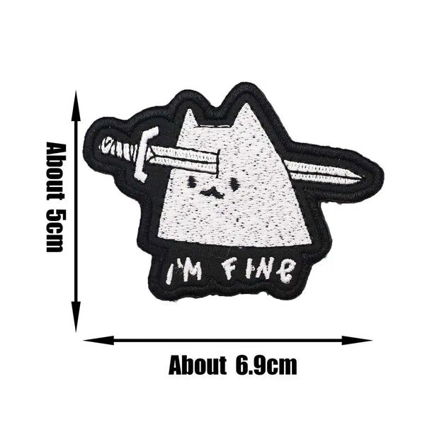 Tormented Cat 'I'm Fine' Embroidered Patch