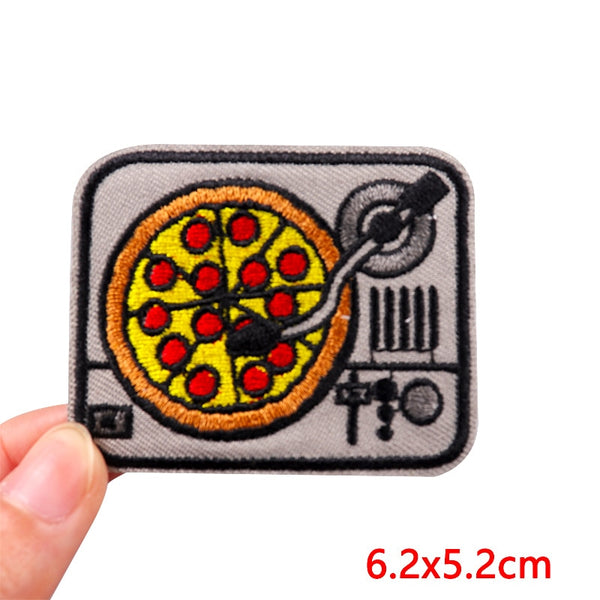 Turntable Pizza Embroidered Patch