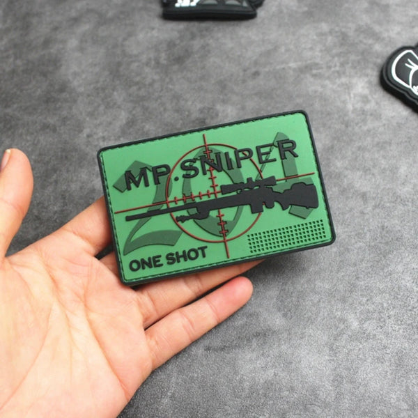 Military Tactical 'MP Sniper Gun' PVC Rubber Velcro Patch