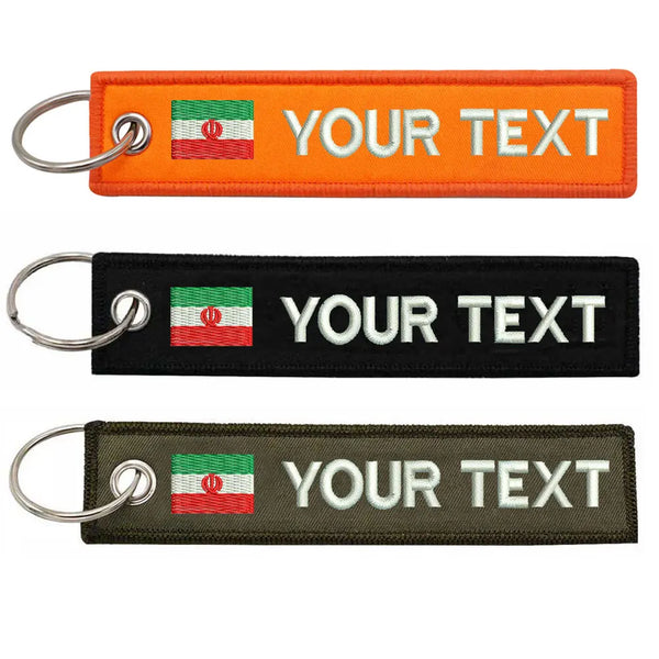 Personalized Keychain 'Iran Flag' Embroidered Velcro Patch