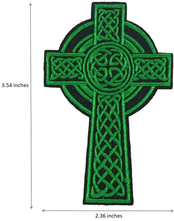 Celtic Cross 'Green' Embroidered Velcro Patch