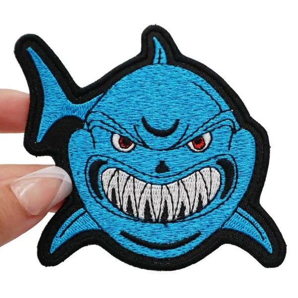 Blue Shark 'Angry' Embroidered Patch