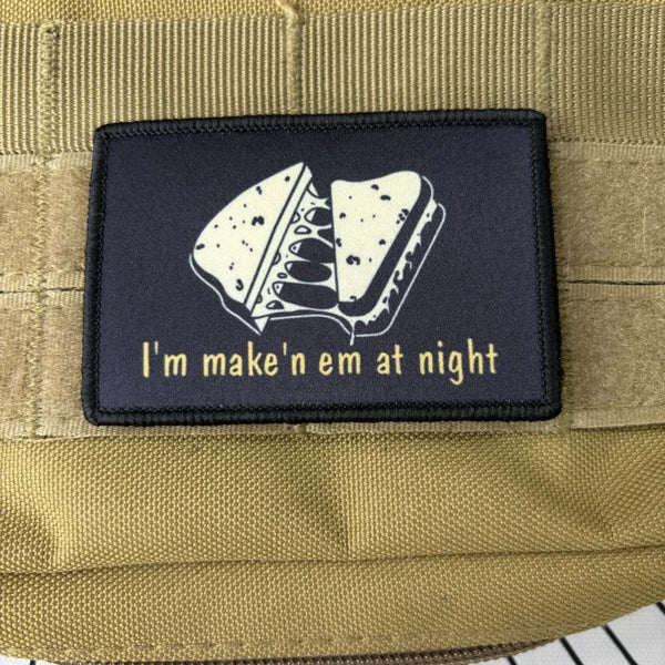 Cheese Sandwich 'I'm Make'n Em at Night' Embroidered Velcro Patch