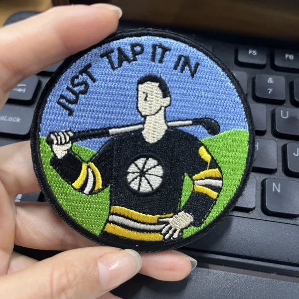 Happy Gilmore 'Just Tap It In | Round' Embroidered Velcro Patch