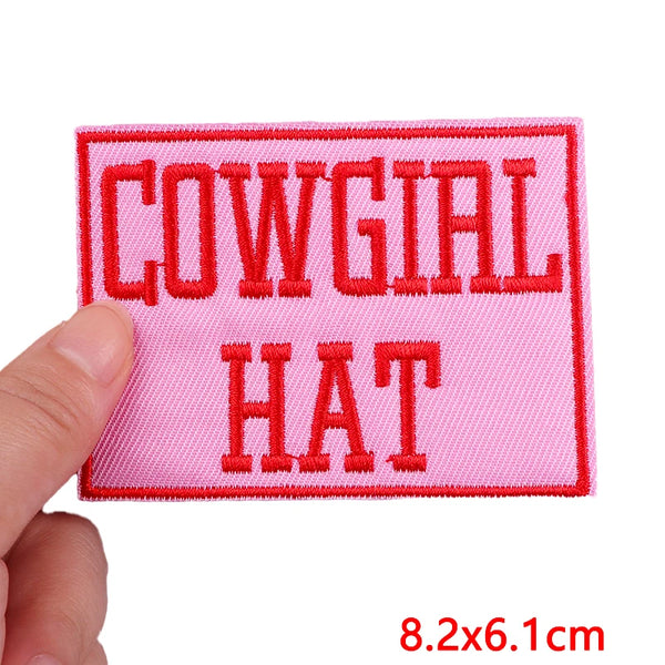 Cute 'Cowgirl Hat Font | Square' Embroidered Patch