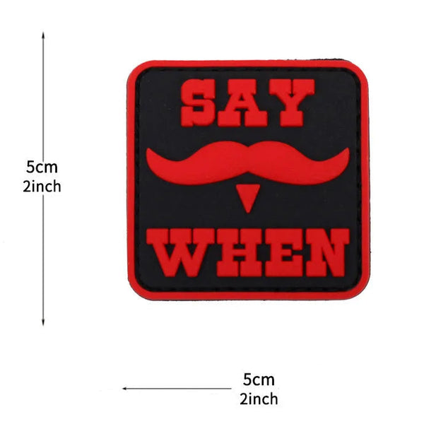 Doc Holliday Mustache 'Say When' PVC Rubber Velcro Patch