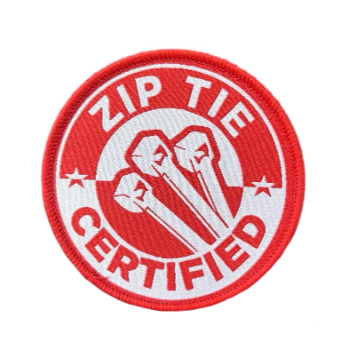 Student Certificate ‘Zip Tie Certified’ Embroidered Velcro Patch