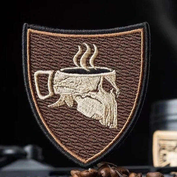 Skull Coffee Embroidered Velcro Patch