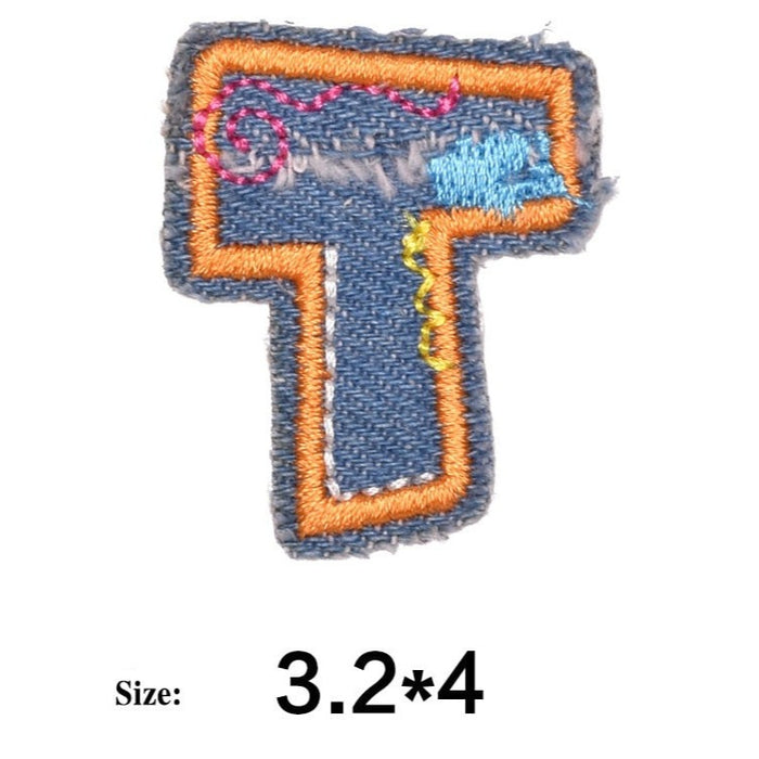 Letter T 'Denim Letter' Embroidered Patch