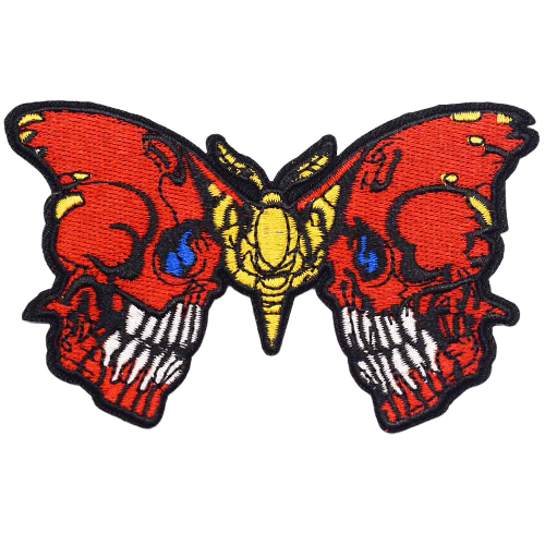 Butterfly 'Red Skull Wings' Embroidered Patch