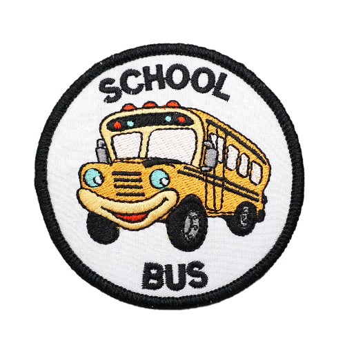 School Bus 'Round' Embroidered Velcro Patch