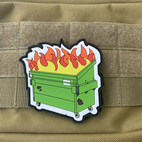 Cute 'Dumpster Fire' PVC Rubber Velcro Patch