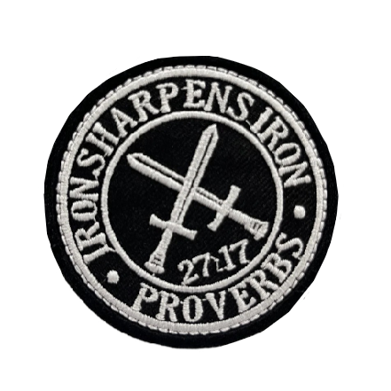 Proverbs 27:17 'Iron Sharpens Iron' Embroidered Velcro Patch